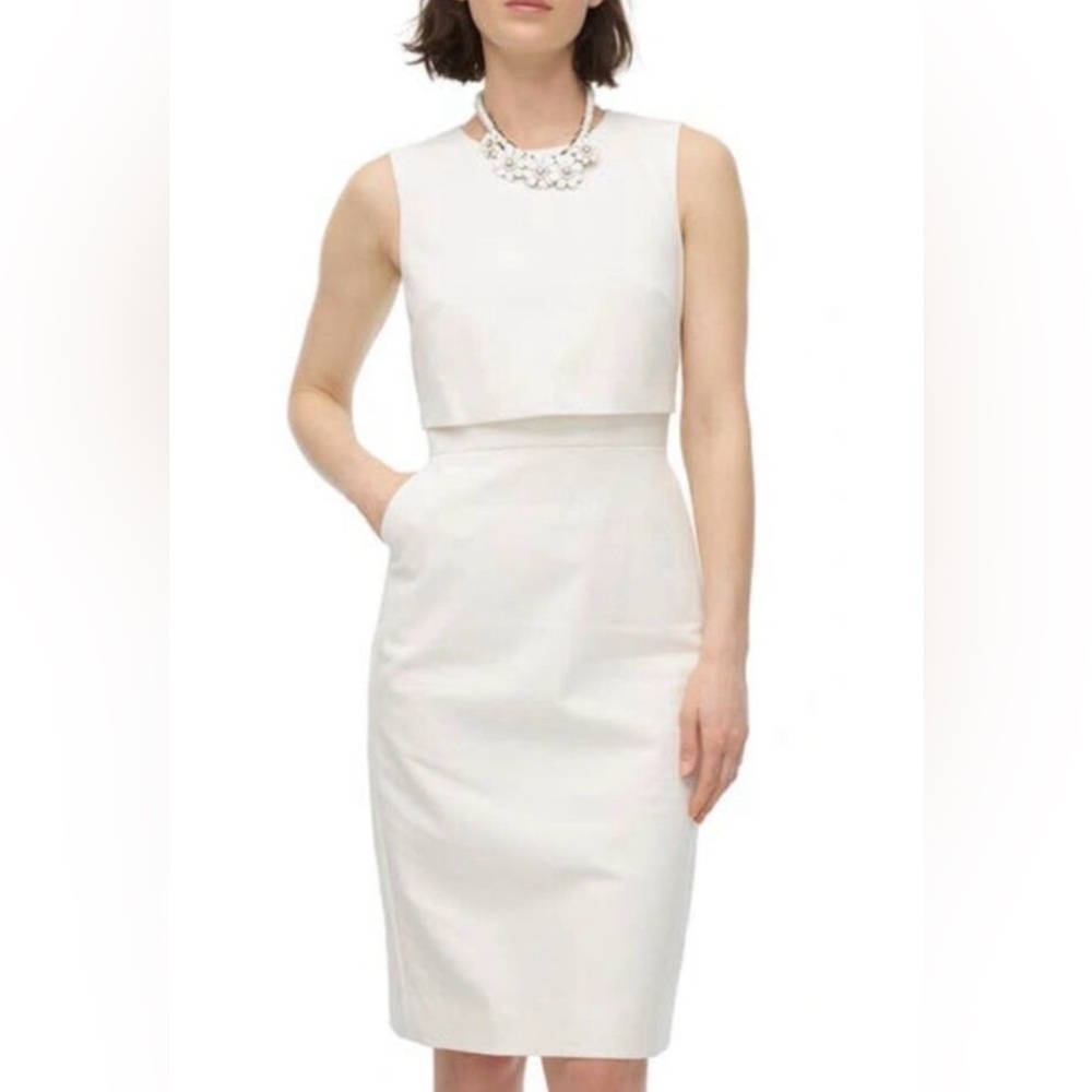 NWT | J. CREW Bi Stretch Sheath Dress Ivory Size 16